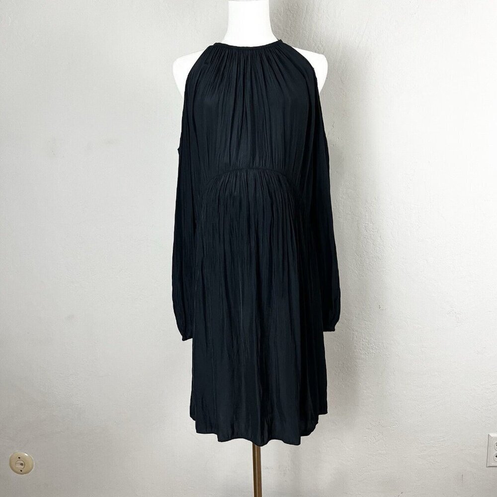 Ramy Brook Maternity Dress Cold Shoulder Long Sleeve Silky Black‎ Size XS